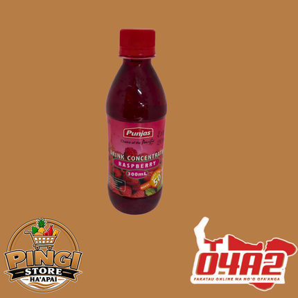 Punjas Rasberry 300ml Concentrate Hina Fakalanu Inu- "PICK UP FROM PINGI STORE, HA'APAI"