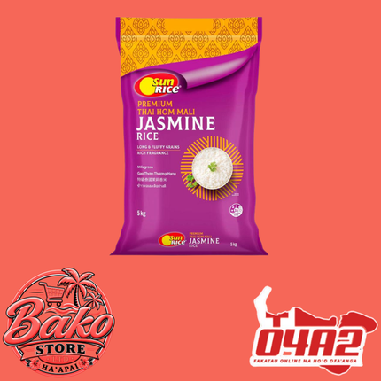 Sun Rice Jasmine Rice 5kg - “PICK UP AT BAKO STORE IN PANGAI OR HIHIFO HA’APAI BRANCHES”
