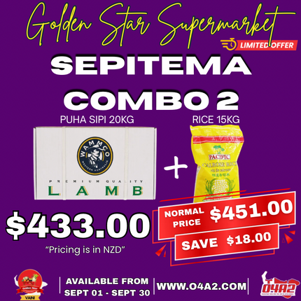 Sepitema Combo 2 (Puha Sipi 20kg + Rice 15kg) - “PICK UP FROM GOLDEN STAR, VAINI”