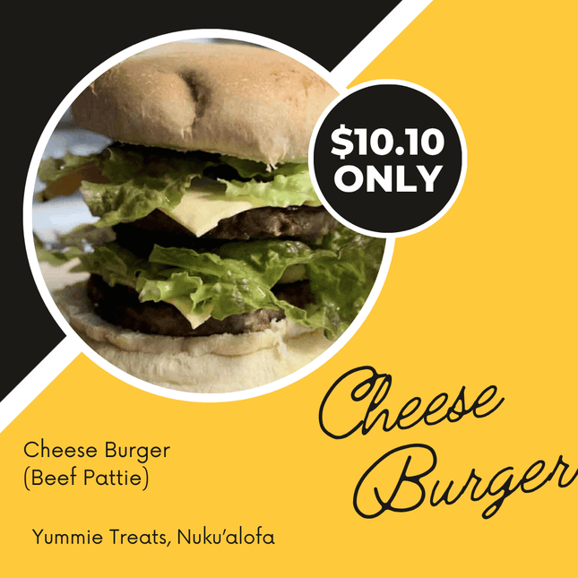 Cheese Burger (Beef Pattie) - "PICK UP FROM YUMMIE TREATS, NUKUALOFA"