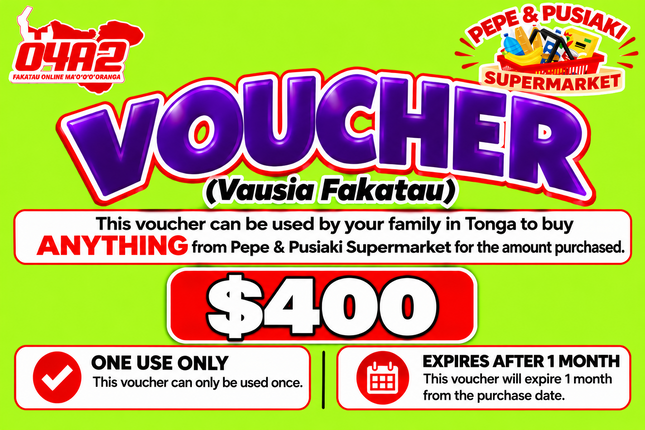$400 Vausia Fakatau - “PICK UP FROM PEPE & PUSIAKI SUPERMARKET, ‘EUA”