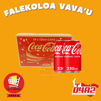 Coca Cola Cans Puha 24-330ML - "PICK UP FROM Z&F HANGA KI POUONO, NEIAFU VAVA'U"