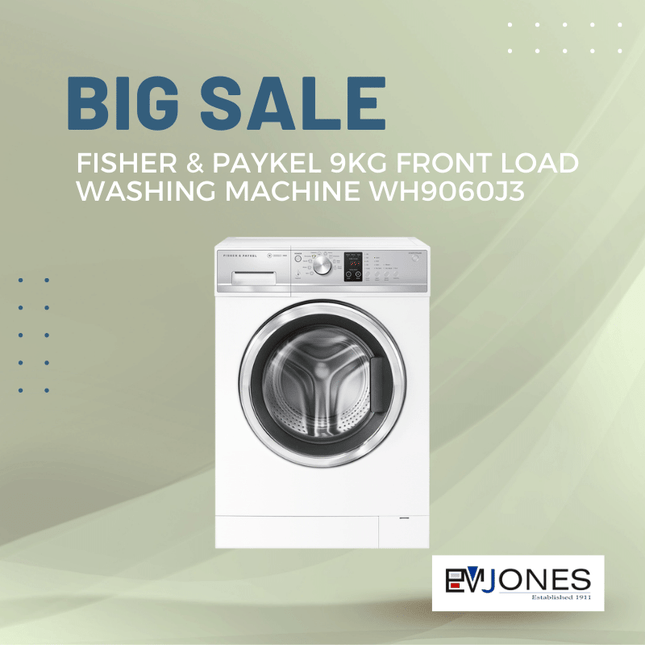 F&P 9kg Front Load Washing Machine WH9060J3 - "PICK UP FROM EM JONES NUKU'ALOFA"