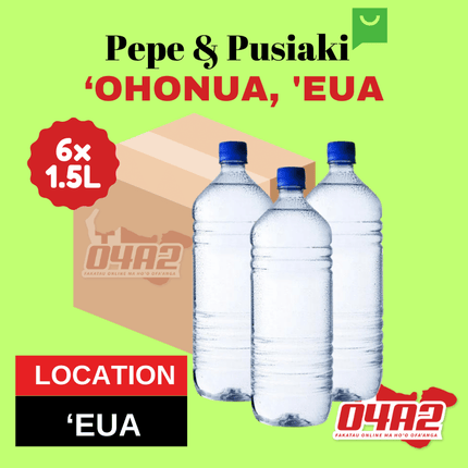 Hina Vai (Water) 6 Pack by 1.5L - "PICK UP FROM PEPE & PUSIAKI, 'OHONUA, 'EUA"