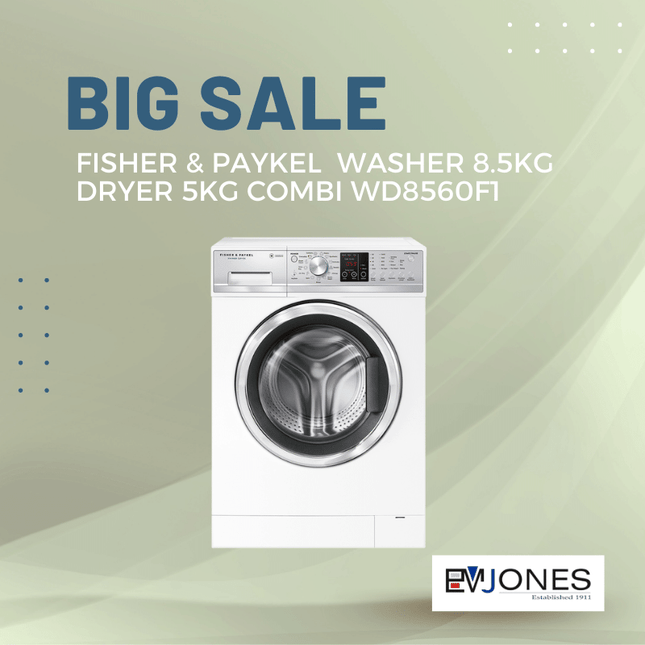 F&P Washer 8.5kg Dryer 5kg Combo WD8560F1  - "PICK UP FROM EM JONES NUKU'ALOFA"