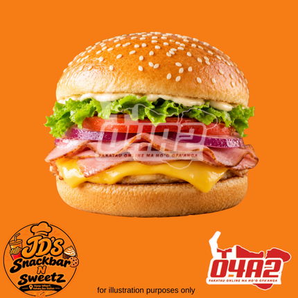 Ham & Cheese Burger - “PICK UP FROM JD’s SNACKBAR N SWEETZ, VUNA WHARF HAHAKE BUS STATION”