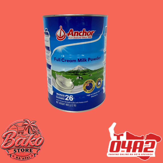 Anchor Milk Powder 900g - “PICK UP AT BAKO STORE IN PANGAI OR HIHIFO HA’APAI BRANCHES”