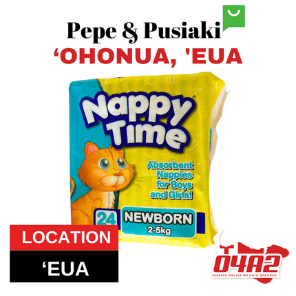 Nappy Time Newborn 2-5kg - "PICK UP FROM PEPE & PUSIAKI, 'OHONUA, 'EUA"