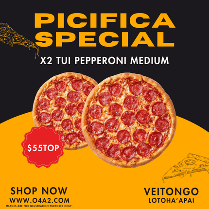 X2 Tui Pepperoni Medium Size - "PICK UP FROM PICIFICA PIZZA AT LOTOHA’APAI VILLAGE”
