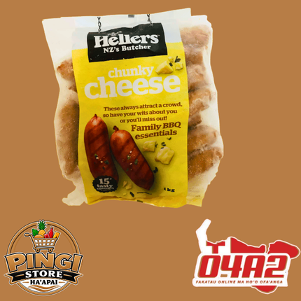 Hellers Chunky Cheese Sausage 1kg - “PICK UP FROM PINGI STORE, HA'APAI"