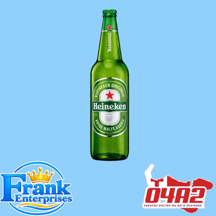 Heineken Beer Bottle - “PICK UP FROM FRANK ENTERPRISE LTD, MA’UFANGA”