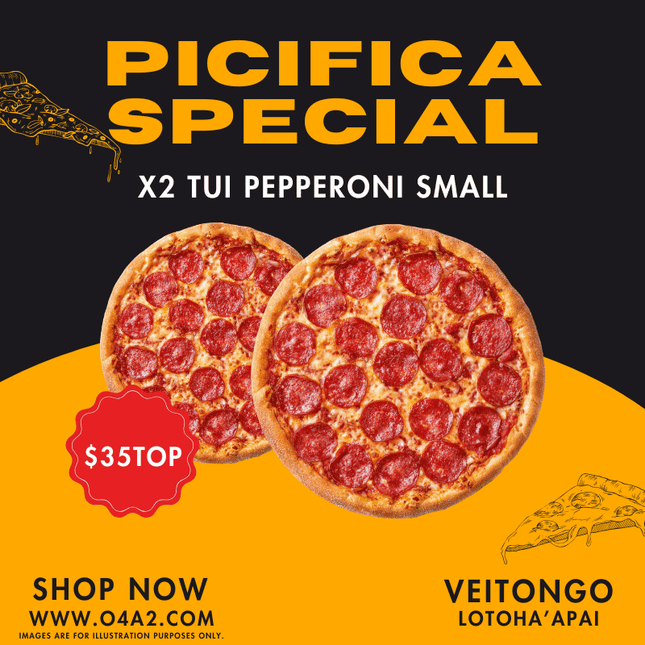 X2 Tui Pepperoni Small Size - "PICK UP FROM PICIFICA PIZZA AT LOTOHA’APAI VILLAGE”