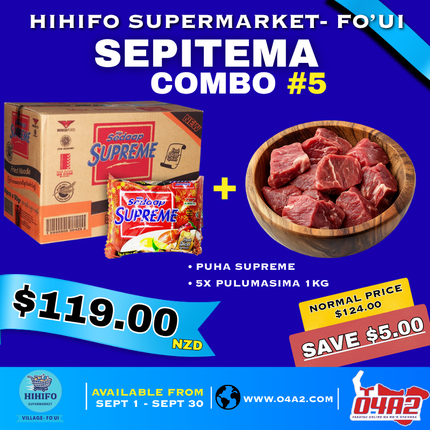 Fo’ui Sepitema Combo 5 (Puha Supreme + 5x Puluamasima) - “PICK UP FROM HIHIFO SUPERMARKET, FO’UI”