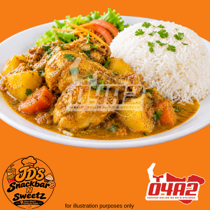 Chicken Curry & Rice/Manioke - “PICK UP FROM JD’s SNACKBAR N SWEETZ, VUNA WHARF HAHAKE BUS STATION”