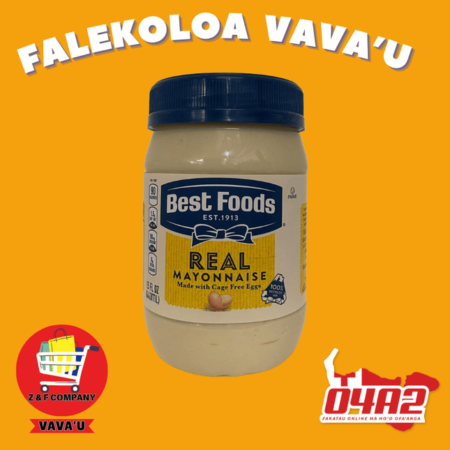 Best Food Real Mayonnaise 443ml  - "PICK UP FROM Z&F HANGA KI POUONO, NEIAFU VAVA'U"