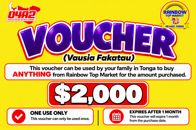 $2,000 Vausia Fakatau - “PICK UP FROM RAINBOW TOP MARKET, FANGA”