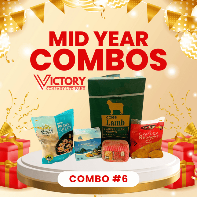 Mid Year Combo #6 - "1 x Ctn Lamb Flaps 10kg, 1 x C/Nuggets 1kg, 1 x Raw Prawn Cutlet 1kg, 1 x Chopped Ham 5lb, 1 x Green Shell Mussel 1kg" - "PICK UP FROM VICTORY SUPERMARKET & WHOLESALE, PAHU"