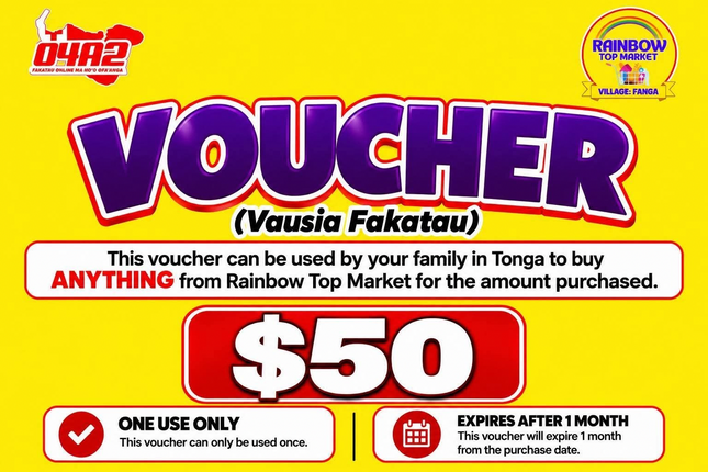 $50 Vausia Fakatau - “PICK UP FROM RAINBOW TOP MARKET, FANGA”