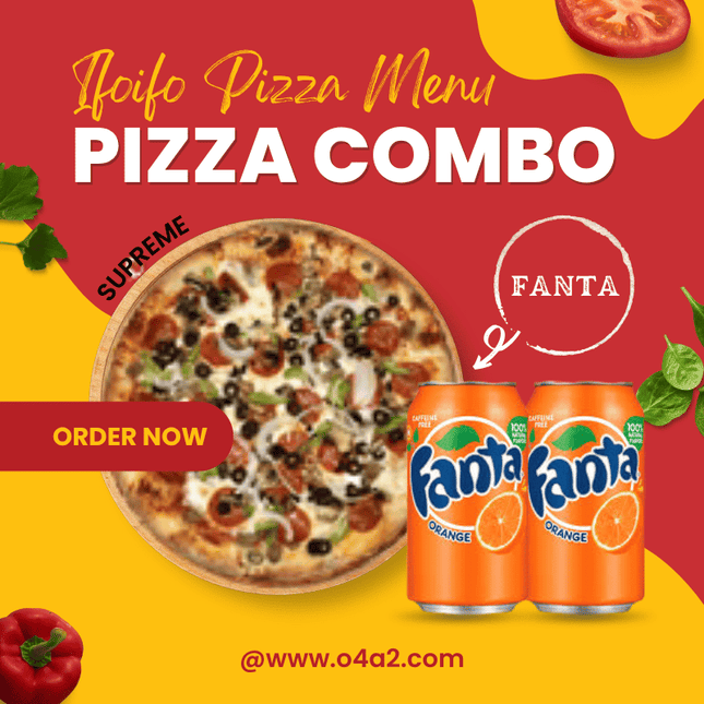 Supreme (Party Size) & 2 Fanta Orange Can Soda - "PICK UP FROM IFOIFO PIZZA AT NEIAFU I MUI HE CUSTOMS I UAFU"