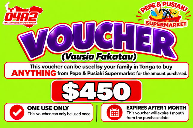 $450 Vausia Fakatau - “PICK UP FROM PEPE & PUSIAKI SUPERMARKET, ‘EUA”
