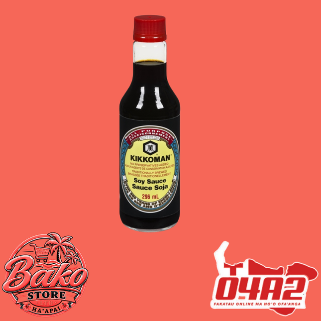 Kikkoman Soy Sauce 296ml - “PICK UP AT BAKO STORE IN PANGAI OR HIHIFO HA’APAI BRANCHES”