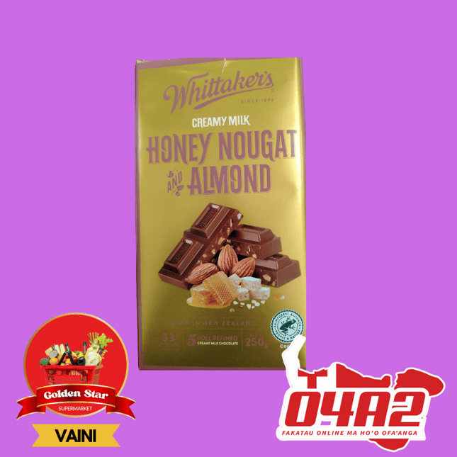 Honey Nougat Almond Whittaker Pa Lole - "PICK UP FROM GOLDEN STAR, VAINI TONGATAPU"
