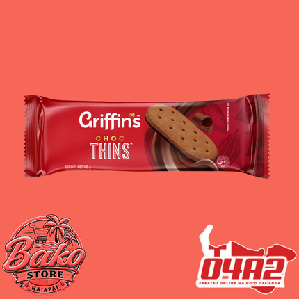 Griffins Choc Thins 180g - “PICK UP AT BAKO STORE IN PANGAI OR HIHIFO HA’APAI BRANCHES”