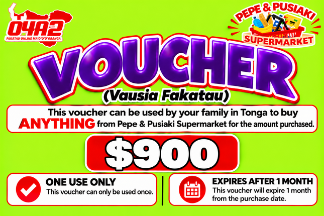 $900 Vausia Fakatau - “PICK UP FROM PEPE & PUSIAKI SUPERMARKET, ‘EUA”