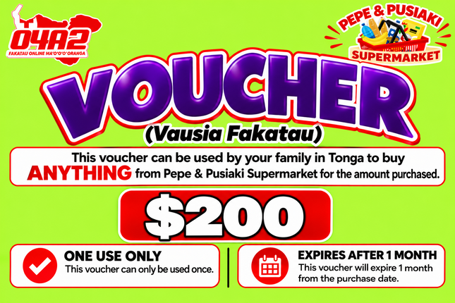 $200 Vausia Fakatau - “PICK UP FROM PEPE & PUSIAKI SUPERMARKET, ‘EUA”