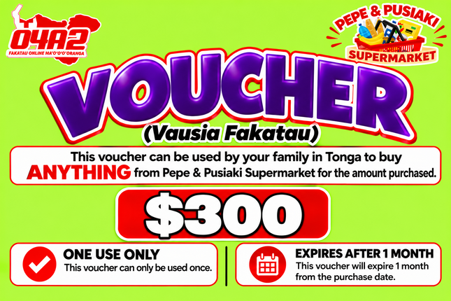 $300 Vausia Fakatau - “PICK UP FROM PEPE & PUSIAKI SUPERMARKET, ‘EUA”