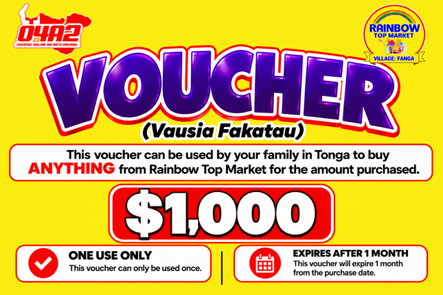 $1,000 Vausia Fakatau - “PICK UP FROM RAINBOW TOP MARKET, FANGA”