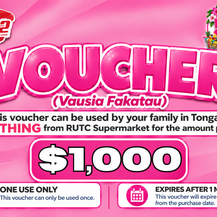 $1,000 Vausia Fakatau - "PICK UP FROM RUTC SUPERMARKET, HALALEVA"