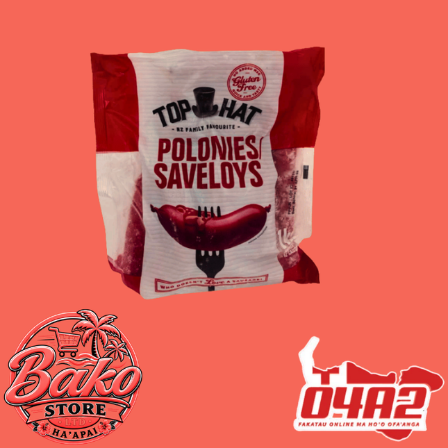Top Hat / Polonies Saveloys Sausage 1kg - “PICK UP AT BAKO STORE IN PANGAI OR HIHIFO HA’APAI BRANCHES”