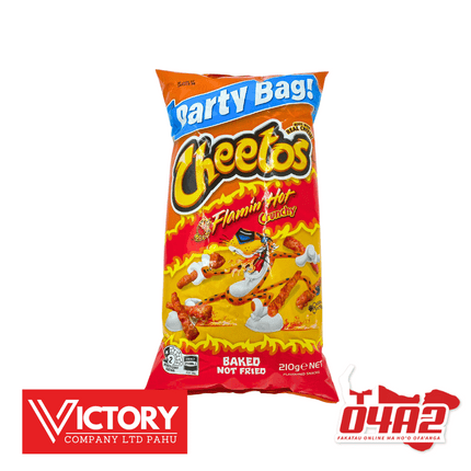 Cheetohs Flamin Hot Crunchy Party Bag 210g  - "PICK UP FROM VICTORY SUPERMARKET & WHOLESALE, PAHU"