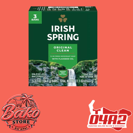 Irish Spring 104.8g - "PICK UP AT BAKO STORE IN PANGAI OR HIHIFO HA’APAI BRANCHES”