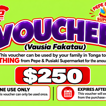 $250 Vausia Fakatau - “PICK UP FROM PEPE & PUSIAKI SUPERMARKET, ‘EUA”