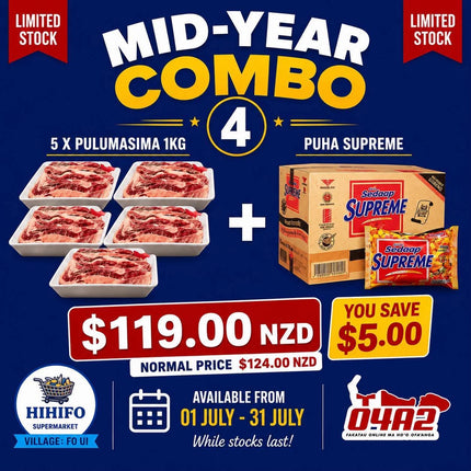 Mid-Year Combo 4 (5 x Pulumasima 1kg + Puha Supreme)  - “PICK UP FROM HIHIFO SUPERMARKET, FO’UI”