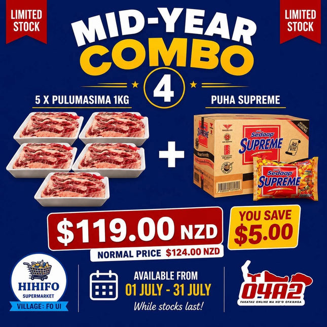 Mid-Year Combo 4 (5 x Pulumasima 1kg + Puha Supreme)  - “PICK UP FROM HIHIFO SUPERMARKET, FO’UI”