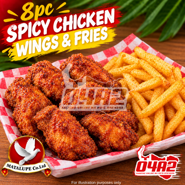 Chicken Combo (8pcs Chicken + 1 Large Fries + Drink 1.25L) - “PICK UP FROM MATALUPE COMPANY LTD MAILETAHA NUKUALOFA”