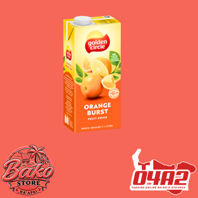 Golden Juice Orange Burst 1L - “PICK UP AT BAKO STORE IN PANGAI OR HIHIFO HA’APAI BRANCHES”
