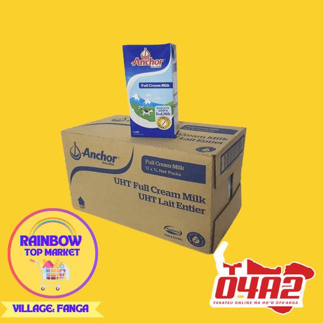 Box of Anchor Milk (12) - "PICK UP FROM RAINBOW TOP MARKET IN FANGA"