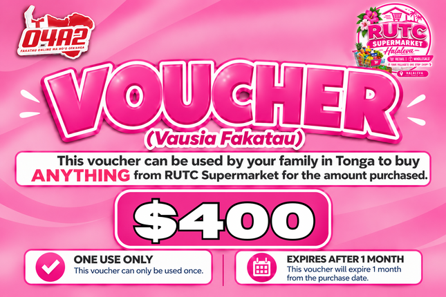 $400 Vausia Fakatau - "PICK UP FROM RUTC SUPERMARKET, HALALEVA"