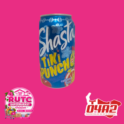 Shasta Tiki Punch Can - “PICK UP FROM RUTC SUPERMARKET, HALALEVA”