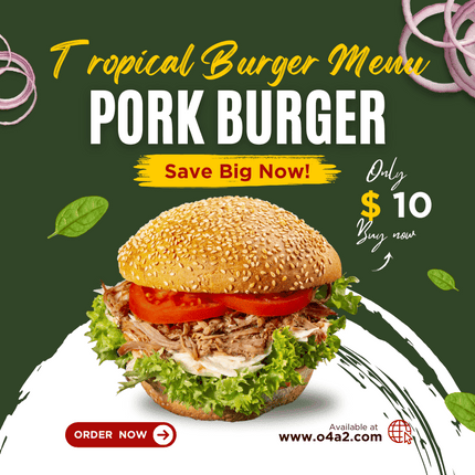 Pork Burger - “PICK UP FROM TROPICAL TASTE AT PAHU, NUKU’ALOFA, TONGA"