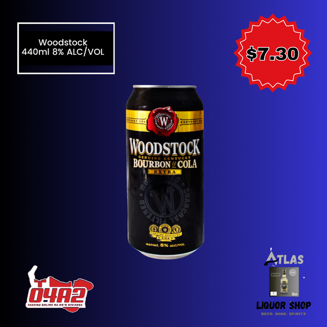 Woodstock 440ml - “PICK UP FROM ATLAS LIQUOR, HA’ATEIHO”