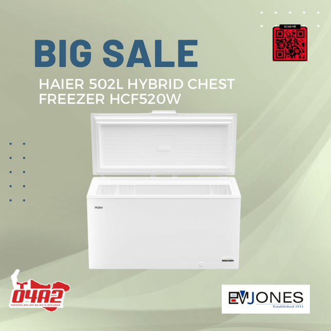 Haier 502L Hybrid Chest Freezer HCF520W - "PICK UP FROM EM JONES NUKU'ALOFA"