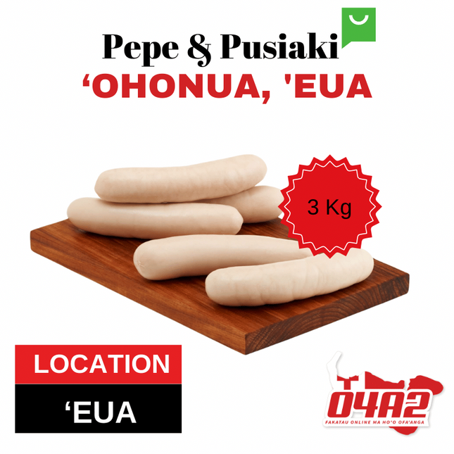 NZ Precooked Sausages 3Kg - "PICK UP FROM PEPE & PUSIAKI, 'OHONUA, 'EUA"