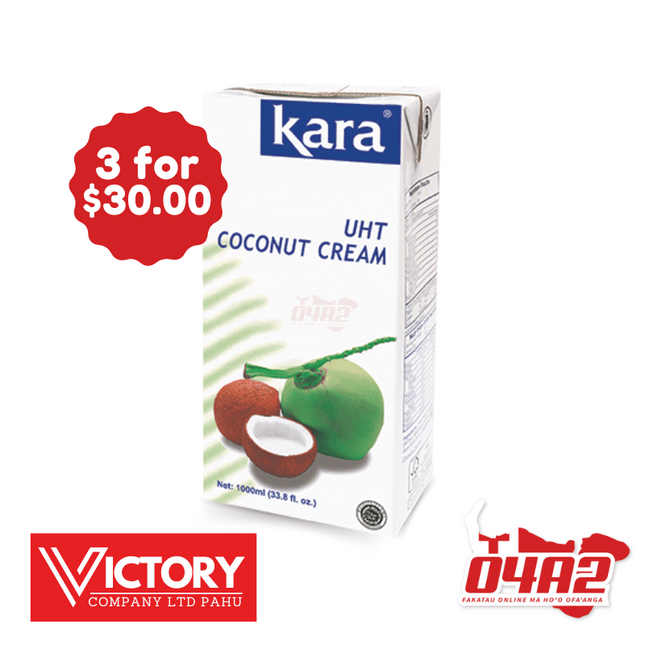 Kara 1L Coconut Cream 3 for $30 - "PICK UP FROM VICTORY SUPERMARKET & WHOLESALE, PAHU"