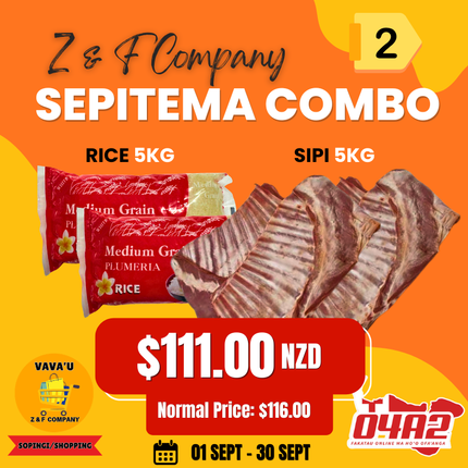 Sepitema Combo #2 (Rice 5kg + Sipi 5kg) - "PICK UP FROM Z&F HANGA KI POUONO, NEIAFU VAVA'U"