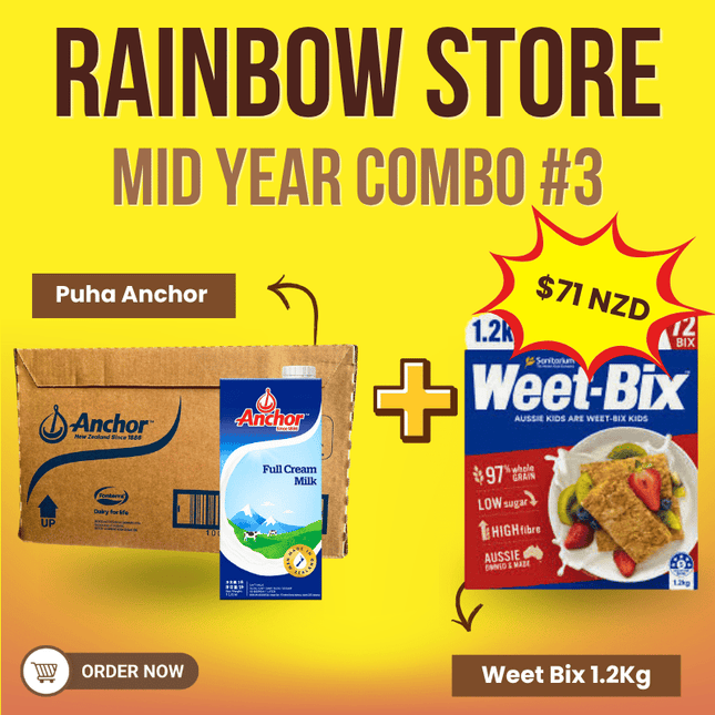 Mid Year Combo #3 (Puha Anchor Milk & Weet Bix 1.2Kg) - PICK UP FROM RAINBOW TOP MARKET IN FANGA"